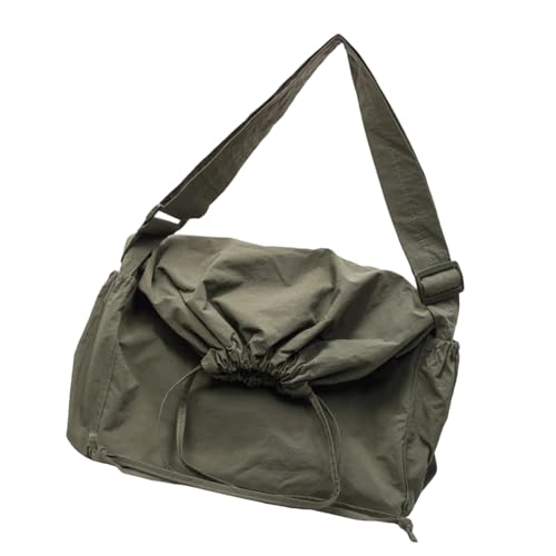 Damen-Umhängetasche, großes Fassungsvermögen, Kuriertasche, Schultasche, Einkaufstasche, einfarbig, Umhängetasche für den täglichen Gebrauch, grün, Einheitsgröße von BLNGET
