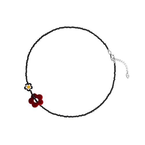Elegante, beflockte Halskette mit floralen Perlen, verstellbare Choker-Halskette für Frauen und Mädchen, tragbare Schlüsselbeinkette, Schmuck, Geschenke von BLNGET