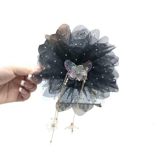 Elegante Fransen-Haarklammer mit Netz-Design für Damen und Mädchen, starker Halt, Haar-Accessoire, weicher Stoff von BLNGET