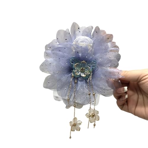 Elegante Fransen-Haarklammer mit Netz-Design für Damen und Mädchen, starker Halt, Haar-Accessoire, weicher Stoff von BLNGET