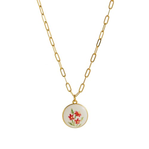 Elegante Halskette aus der Pflanzen-Serie mit verstellbarem, ovalem Blumenanhänger, Schlüsselbeinkette für Damen, legere oder formelle Kleidung, As show, Kupfer von BLNGET