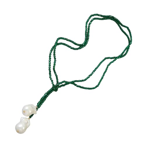 Elegante Halskette mit Kunstperlen und Kristallen, verstellbar, lange Halskette für Damen, modische Perlen-Halskette, handgefertigter Schmuck, As show, Kunstperlen von BLNGET