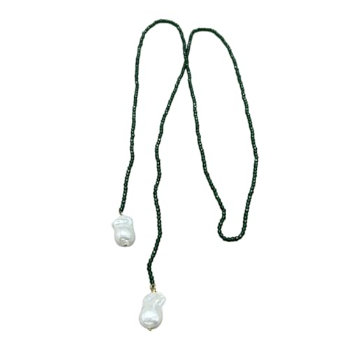 Elegante lange grüne Spinell- und Kunstperlen-Halskette für Damen, Modeschmuck, As show, Grüner Spinell + künstliche Perlen von BLNGET