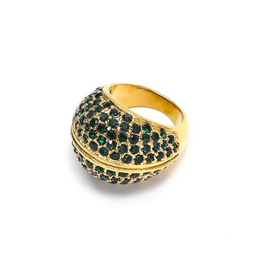 Eleganter Damenring mit Volldiamanten, mehrfarbige Steine, funkelnder Stahlschmuck für sie, erhältlich in den Größen 39-38, 36, Titanstahl von BLNGET