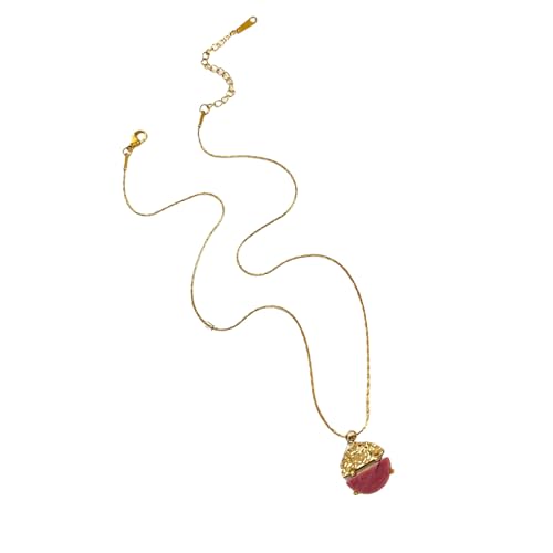 Französisch inspirierte, verstellbare runde Anhänger-Halskette, elegant, Edelstahl, leichte Kette für Frauen, Schichtschmuck, As show, Edelstahl von BLNGET