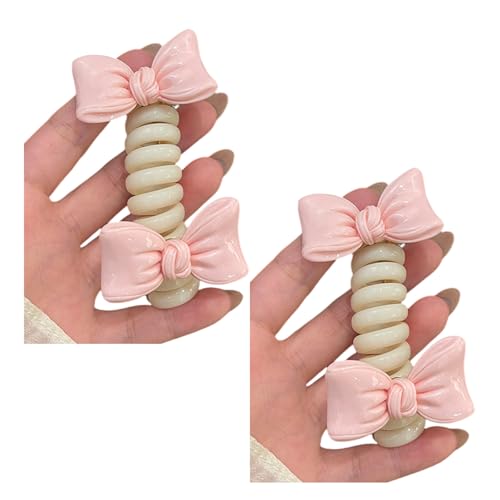 Haargummis mit Spiralen und Schleife, Pferdeschwanz-Halter, Haargummis für Mädchen, Haar-Accessoires, Kinder-Haarschleifen für den täglichen Gebrauch und Partys, 2 Stück von BLNGET