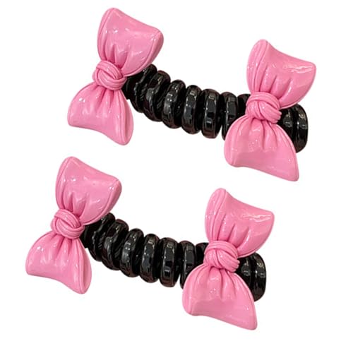 Haargummis mit Spiralen und Schleife, Pferdeschwanz-Halter, Haargummis für Mädchen, Haar-Accessoires, Kinder-Haarschleifen für den täglichen Gebrauch und Partys, 2 Stück von BLNGET