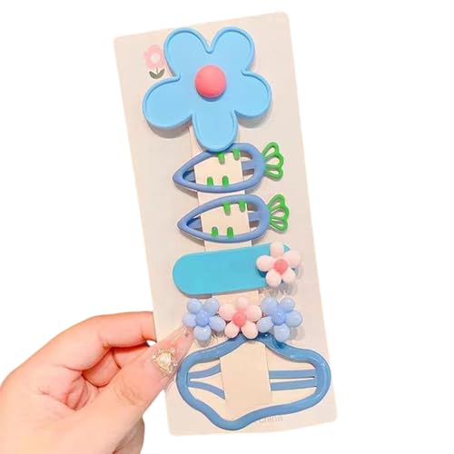 Haarspangen für kleine Mädchen, Blumen- und Karotten-Design, sichere Haarspangen, Haar-Accessoires, 5 Stück von BLNGET