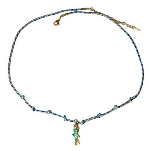 Halskette in Fischform, handgewebt, bunt, verstellbare Länge, Schmuck, Edelstahl-Anhänger, Meeresinspiriertes Accessoire, As show, Edelstahl von BLNGET
