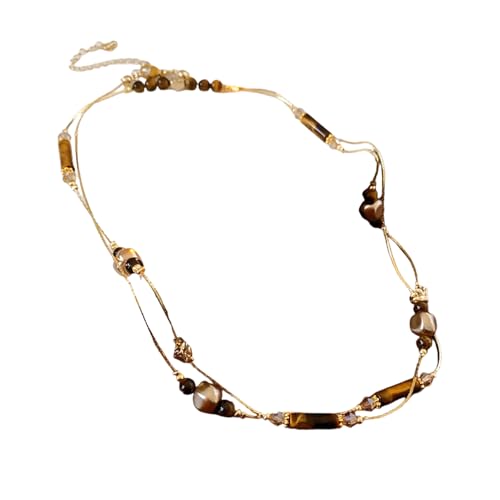 Halskette mit Sonnenanhänger aus Edelstahl mit Naturstein, verstellbare Schlüsselbeinkette für Damen, eleganter Schmuck von BLNGET