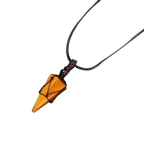 Halskette mit sechseckigem Kegel-Netz-Anhänger, mit natürlichen Edelsteinen, eleganter tragbarer Schmuck für Damen von BLNGET