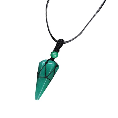 Halskette mit sechseckigem Kegel-Netz-Anhänger, mit natürlichen Edelsteinen, eleganter tragbarer Schmuck für Damen von BLNGET