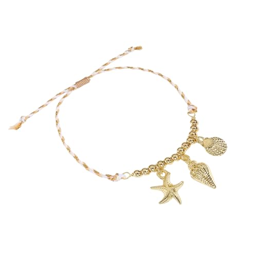 Keramik-Seesterne, Muschelfisch-Anhänger, verstellbar, geflochtenes Seil-Armband, tragbar, Ozeanik-Themen-Schmuck für Frauen, As show von BLNGET