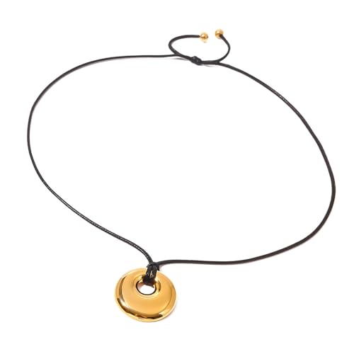 Lederanhänger für Damen, trendiger schwarzer Kordelschmuck, elegant, bequem, schwarzes Seil, As show, Edelstahl von BLNGET