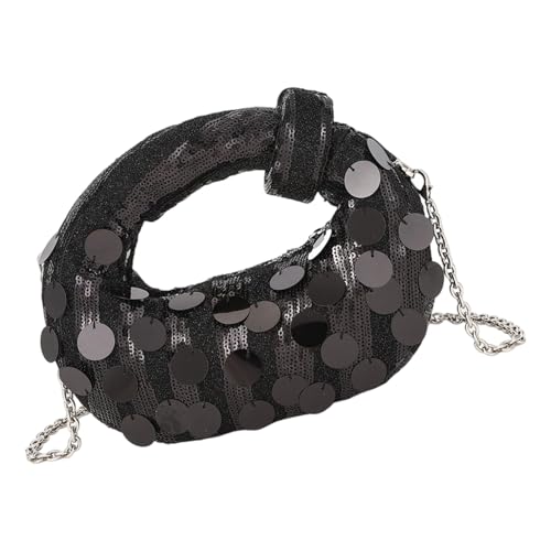 Stilvolle glitzernde Abendtasche mit praktischem Futter und verstellbarem Kettenriemen Schultertaschen Handtasche für Partys, Schwarz , Einheitsgröße von BLNGET