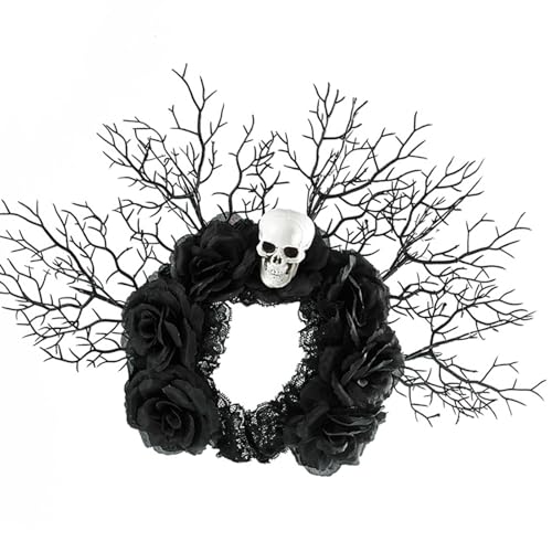 Totenkopf-Blumen-Haarband mit dunklem Zweig-Design für Halloween-Partys, Cosplay-Veranstaltungen und Themen-Kostüme von BLNGET
