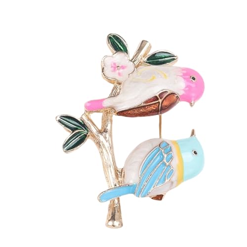 Verspielte emaillierte Brosche mit Vogelständer auf Ast, koreanischer Stil, modisch, Tierschmuck, Kleidungszubehör für Damen, As show, Metall von BLNGET