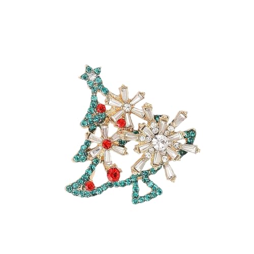 Weihnachtsbaum-Brosche mit Strasssteinen, Legierung, Schmuck, elegant, Urlaub, Party, Zubehör, sicherer Verschluss, Brosche für Damen, As show, Metall von BLNGET