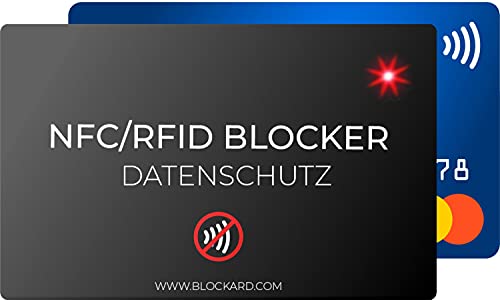 BLOCKARD NFC Auslese Blocker Störsender Karte LED Indikator - 100% Schutz vor unerlaubtem Auslesen Ihrer Kreditkarte Personalausweis EC-Karte Bankkarte Ausweis - Kreditkarten RFID-Blocker von BLOCKARD