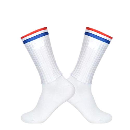BLOMDE Sneaker Socken Herren Anti-Rutsch-Silikon Sommer Aero Weiße Linie Radsport Sport Laufsocken-Streifen_S 35-39 von BLOMDE