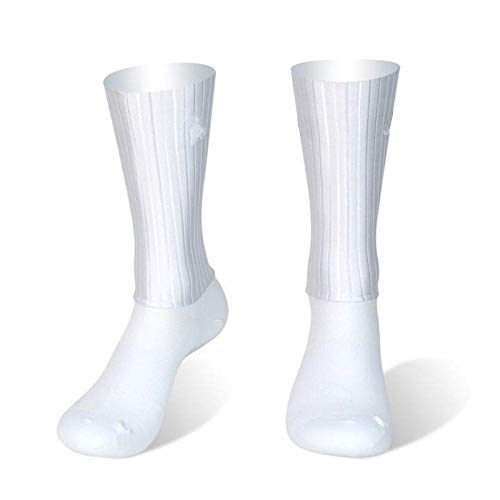 BLOMDE Socken Anti-Rutsch-Silikon Sommer Aero Weiße Linie Radsport Sport Laufsocken-Weiß_S 35-39 von BLOMDE