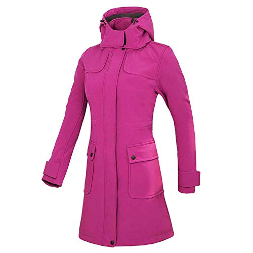 Regenjacke Damen Wasserdicht Winter Weiche Shell Winddicht Fleece Warme Lange Wandern Skifahren wasserdichte Outdoor Atmungsaktiv Anti-Uv-Jacke-B_M von BLOMDE