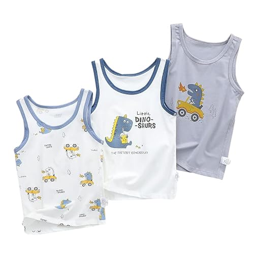 BLOMDES Jungen Baumwollunterhemd 3er Pack Dinosaurier Muster für 2-3 Jahre von BLOMDES