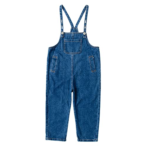 BLOMDES Mädchen Denim Overall Latzhose Mädchen Denim Overall Cropped Hose Blau für 7-8 Jahre von BLOMDES