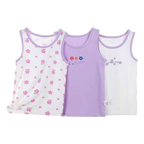 BLOMDES Mädchen floral Tanks Top Baumwolle Sommer Unterhemd lila für 2-3 Jahre von BLOMDES