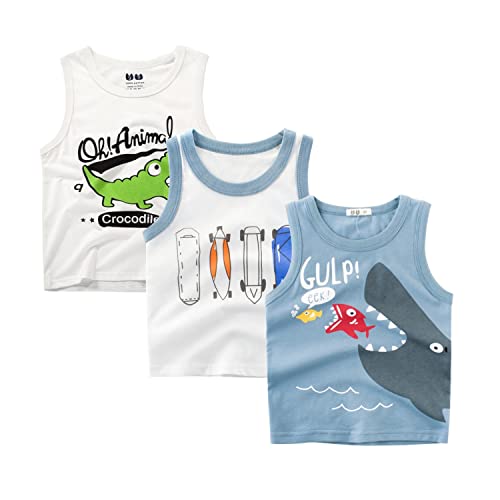 Jungen Tank Weste Hai Unterwäsche Shirt für Jungen 3er Pack 5-6 Jahre von BLOMDES