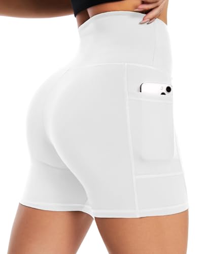 BLONGW Radlerhose Damen mit Taschen Kurze Sporthose High Waisted Sport Shorts Damen Workout Yoga Running Gym Tennis kurz Leggings von BLONGW