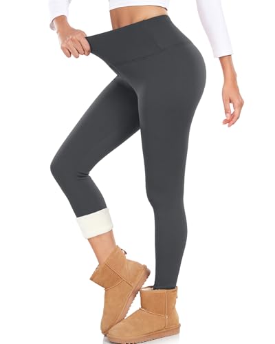 BLONGW Thermoleggings Damen Mit Leggings Gefüttert Winter High Waist Warme Leggins Blickdicht Schwarz Sport Thermounterwäsche Laufhose Yogapants von BLONGW