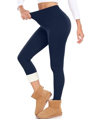 BLONGW Thermoleggings Damen Mit Leggings Gefüttert Winter High Waist Warme Leggins Blickdicht Schwarz Sport Thermounterwäsche Laufhose Yogapants von BLONGW
