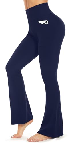 Flared Leggings Yogahose Damen High Waist Schlaghose Leggins with Taschen Bootcut Jogginghose für Outdoor, Fitness, Arbeit von BLONGW