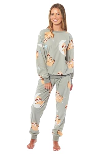 BLOOM BLENDS Damen Pyjama Set aus bedrucktem Fleece, weich und warm, Nachtwäsche, langärmelig, Tierdruck, Faultier, Einheitsgröße BLOOM BLENDS Damen Pyjama Set aus bedrucktem Fleece, weich und warm, Nachtwäsche, langärmelig, Tierdruck, Faultier, Einheitsgröße von BLOOM BLENDS