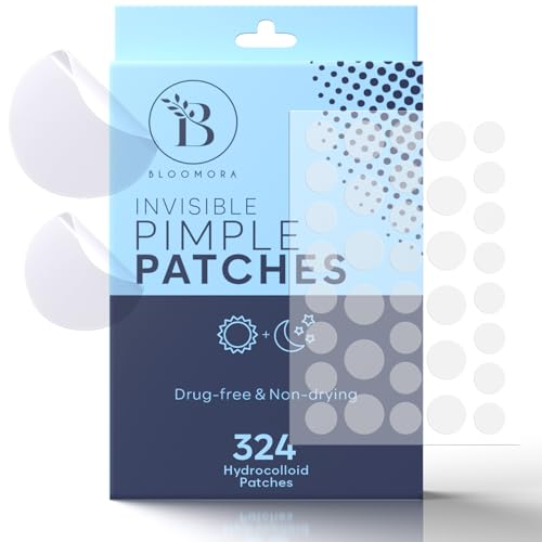 BLOOMORA Unsichtbare Pickel Patch (324 Stück), Hydrokolloid Pflaster für Akne, Pimple Patches für das Gesicht, Acne Patch, Anti Pickel Patches, Pickel Pflaster (Größen S/L) von BLOOMORA
