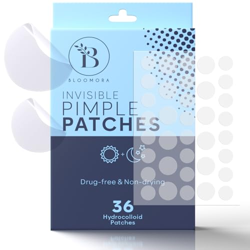 BLOOMORA Unsichtbare Pickel Patch (36 Stück), Hydrokolloid Pflaster für Akne, Pimple Patches für das Gesicht, Acne Patch, Anti Pickel Patches, Pickel Pflaster (Größen S/L) von BLOOMORA