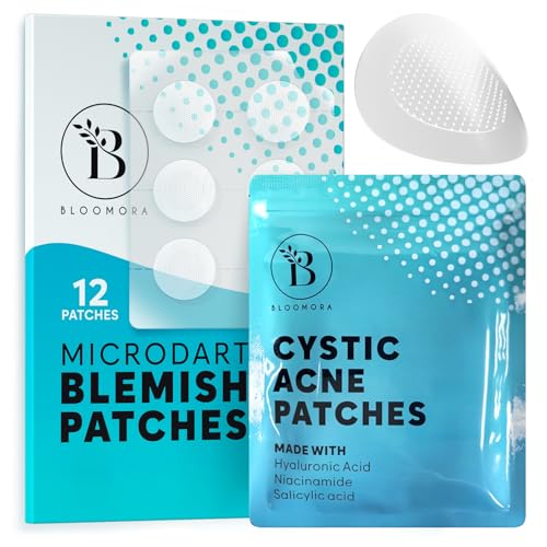 Pickel Patch Salicylic Acid, Pimple Patches Micro Needle, Hydrokolloid Pflaster mit Niacinamid, Hyaluronsäure & Salicylsäure, Anti Pickel Pflaster Gesicht für Zystische & Hormonelle Akne (12 Stück) von BLOOMORA