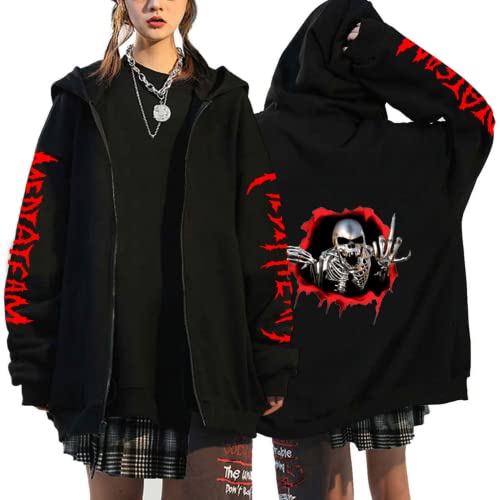 BLOORI Partner Paar Kapuzenpullover Gothic Punk Pullover Hoodie Unisex Langarm Hoodie Streetwear Sweatshirts Jacket (Skull7,L) von BLOORI