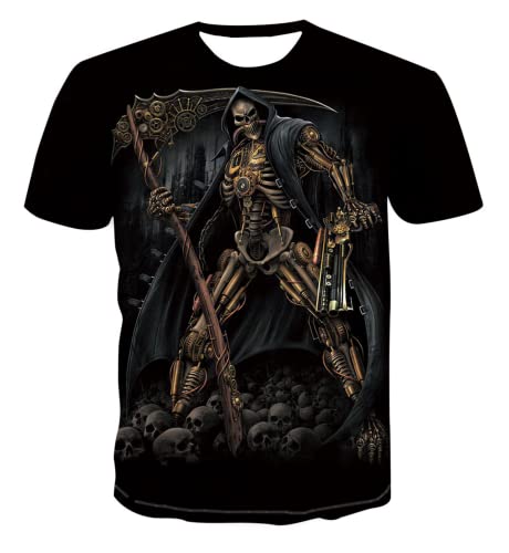 Herren T-Shirt mit Totenkopf 3D Tshirt T-Shirts für Herren Shirt Herren Kurzarm T Shirts Männer Modern T Shirt (Totenkopf1,5XL) von BLOORI