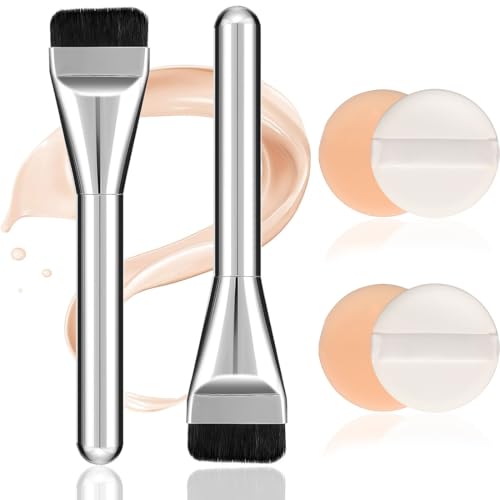 BLPRKOT 2 Stück Thin Foundation Brush Flacher Leichter Concealer Flacher Rouge Concealer Pinsel Foundation Pinsel Flacher Foundation Makeup Pinsel Flüssiger Puderpinsel für Mädchen von BLPRKOT