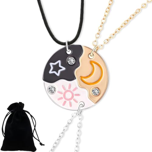 BLPRKOT 3 Stück Freundschaftskette Freundschaftsketten für 3 Bff Schöne Ketten Freundschaft Personalisierte Geschenke Mädchen Beste Freunde Kette Bester Freund Geschenk Sonne Anhänger Halskette von BLPRKOT