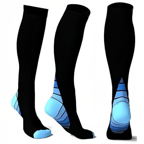 BLPRKOT Kompressionsstrümpfe Damen und Herren, Kompressionssocken Stützstrümpfe Compression Socks Laufstrümpfe Kompression für Sport Laufen Reisen Radsport Flug blau von BLPRKOT