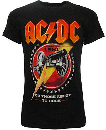 ACDC Herren T-Shirt AC/DC AC DC Original for Those About Rock Offizielles schwarzes T-Shirt Kanone Hard Rock (XS) von BLT