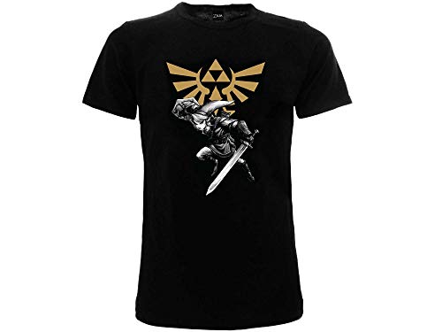 BLT Original Zelda Offizielles Link T-Shirt, schwarz mit Schwert für Erwachsene, Jungen und Kinder, Schwarz , XL von BLT