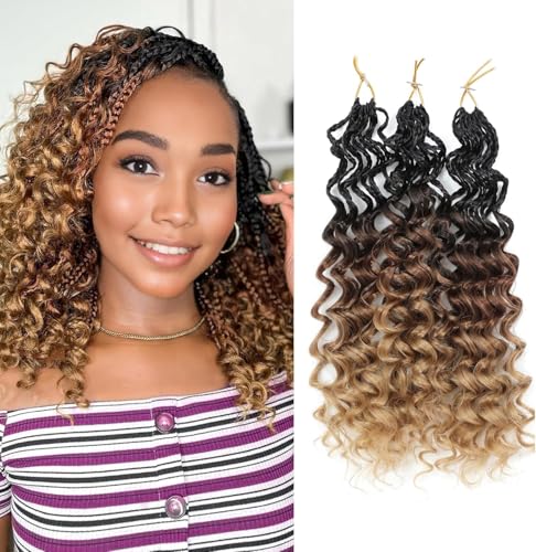 BLTYXT Gogo Curl Crochet Hair 8 Inch 3 Packs Black Ocean Wave Pre Looped Deep Twist Goddess Box Braids Short Curly Water Wave Synthetic Braiding Hair for Women Girl Kids (8 inch, T1B-30-27) von BLTYXT