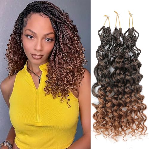 BLTYXT Gogo Curl Crochet Hair 8 Inch 3 Packs Black Ocean Wave Pre Looped Deep Twist Goddess Box Braids Short Curly Water Wave Synthetic Braiding Hair for Women Girl Kids (8 inch, T30) von BLTYXT