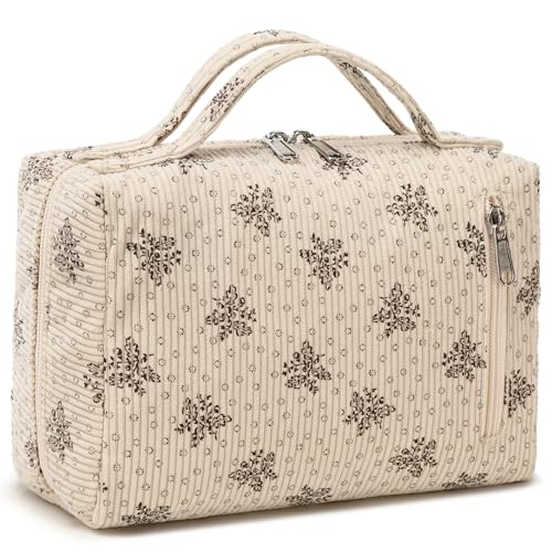 Bluboon Kulturbeutel Reise Make-up Tasche Tragbare Kosmetiktasche Organizer für Frauen und Mädchen, Cord Floral von BLUBOON