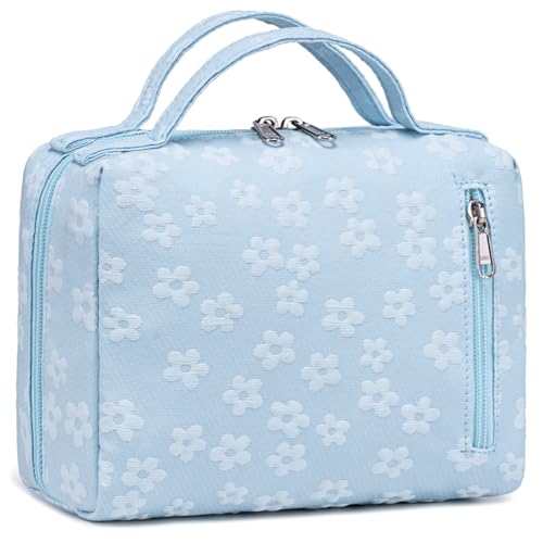 Bluboon Make-up-Tasche mit Reißverschluss, tragbare Kosmetiktasche, Organizer für Damen und Mädchen, Blau von BLUBOON