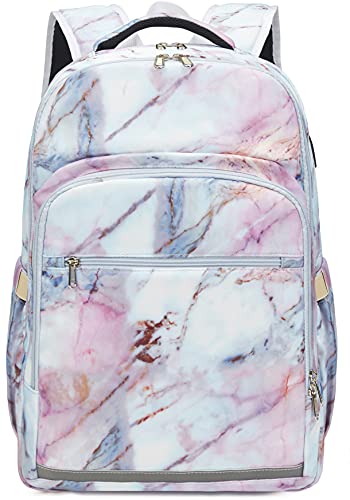 Bluboon Rucksack für Damen 15,6 Zoll Laptop Büchertasche College Schule Rucksack Mädchen Daypack, Marmor, 15.6inch von BLUBOON